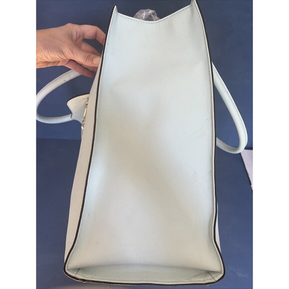 REBECCA MINKOFF M A B Blue Leather Large Tote Shoulder Bag Purse Satchel Tassel - Picture 6 of 15